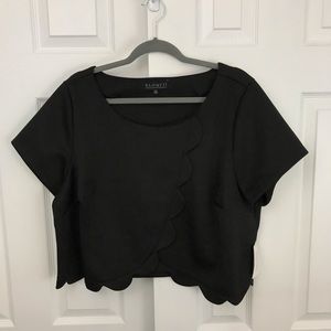 Plus Size Scalloped Trim Crop Top Plus Size